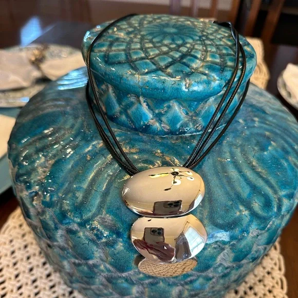 Chico's Black Cord Necklace with Silver Pendant NWT - Picture 1 of 8